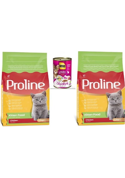 Proline Tavuklu Yavru Kedi Maması 2 x 1200 G + Konserve Mama
