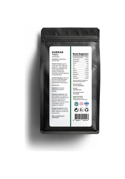 Organik Gurmar Gymnema Sylvestre Tozu 100g, Premium Gurmar Powder, Organik Vegan Katkısız