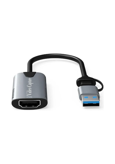 Type-c To Usb 2in1 Video Capture Yakalama Kartı 4k 1080p Uçlu Hdmı To Type-c Pc Bilgisayar Video Adaptör Çevirici