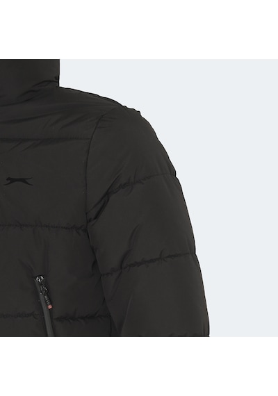 Slazenger GAFAR Büyük Beden Erkek Kapüşonlu Şişme Siyah Mont & Kaban