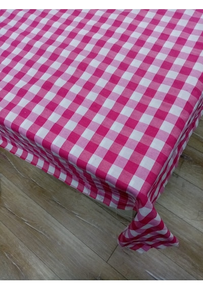 Hayat Home Pembe Kareli Zefir Kumaş Masa Örtüsü Sofra Örtüsü