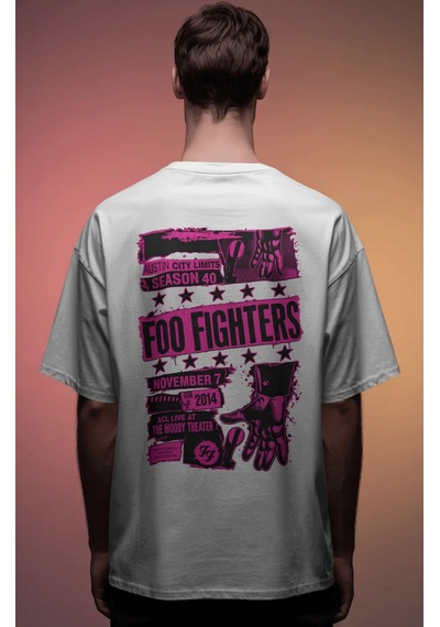 Sevbano Foo Fighters Rock Metal Müzik Grubu Baskılı Unisex Oversize Premi Beyaz