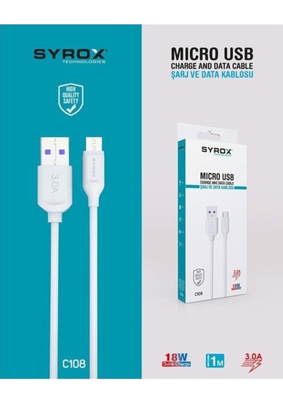 Syrox C108 3.0a Mıcro Usb Şarj Ve Data Kablosu