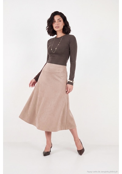 Lela Pamuklu Bisiklet Yaka Crop Bluz Kadın Bluz 5867060 Kahve