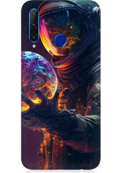 Huawei Honor 20 Lite Uyumlu Astranot Ve Gezegen Desenli Silikon Kılıf