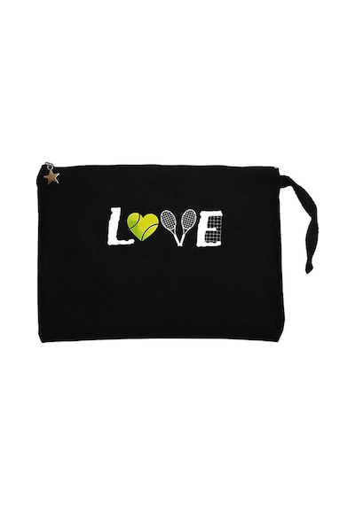 Tennis Love Siyah Clutch Astarlı Cüzdan / El Çantası Siyah