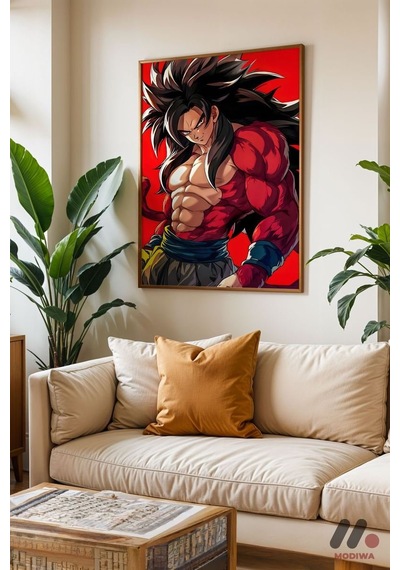 Dragon Ball Goku Ssj4 Poster, Ahşap Çerçeveli Duvar Tablosu - Anime Severlere Özel Hediye