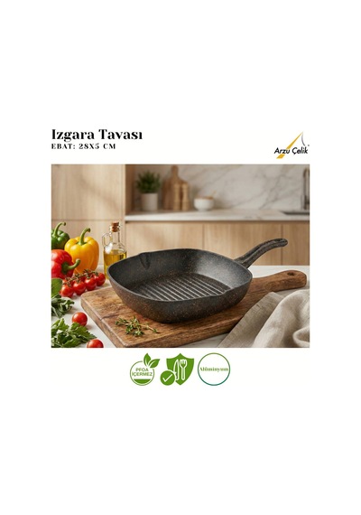 10 Parça Granit Set Cam Kapak - Siyah Siyah