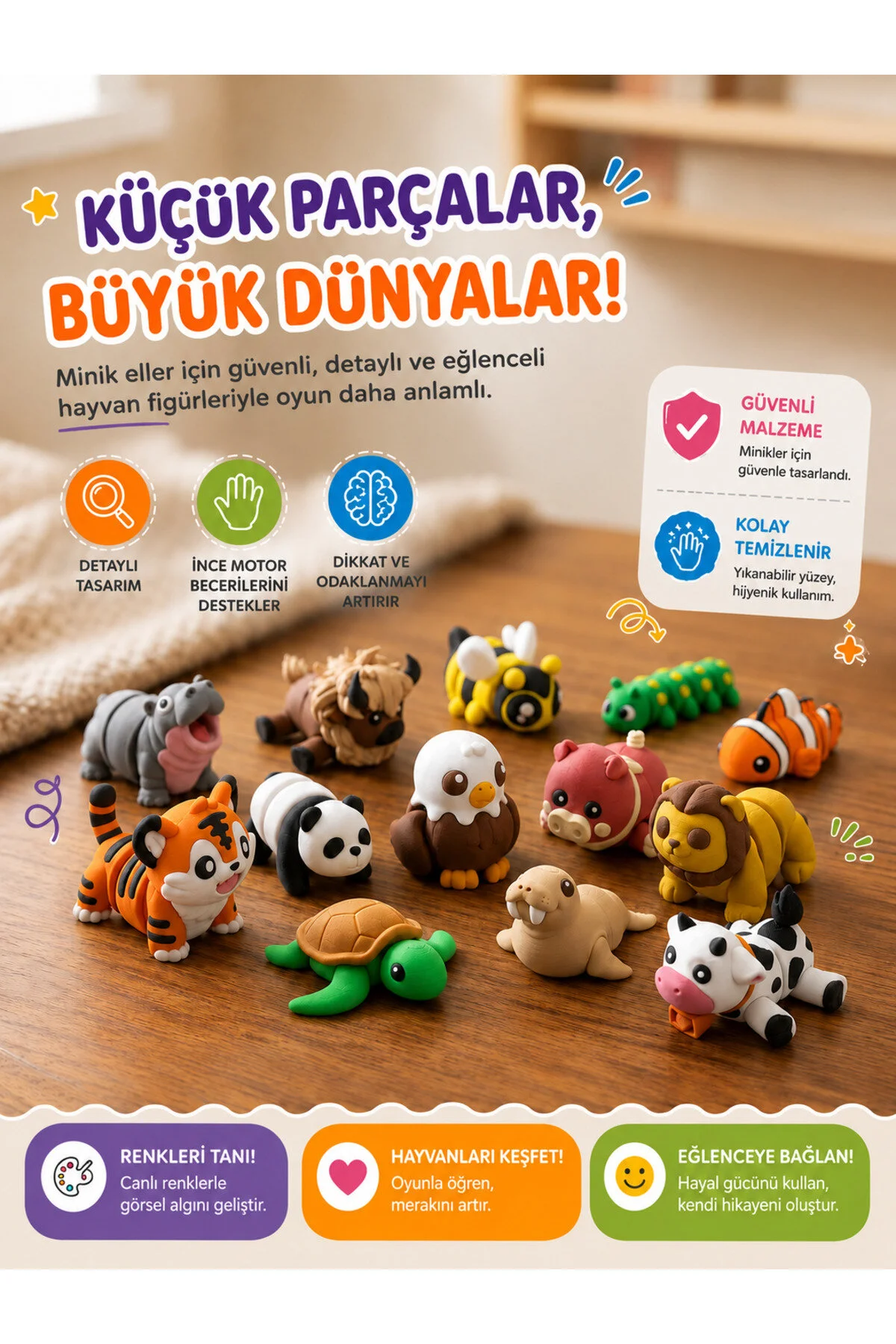 Tigglo 10 Lu Sürpriz Mini Hayvan Figür Seti Renkli Oyuncak Hareketli, Koleksiyonluk Figürler