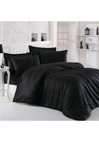 Mulberry Hermosa Ranforce %100 Pamuk Çift kişilik Nevresim Takımı - Siyah