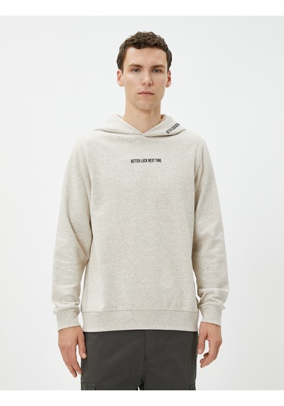 Koton Kapüşonlu Sweat Slogan Baskılı Uzun Kollu Şardonlu Gri 4wam70125mk Gri