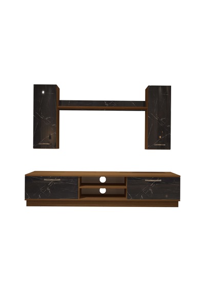 Decoraktiv Eko 5db Mdf Dvd Tv Ünitesi Tv Sehpası Ceviz - Siyah Mermer