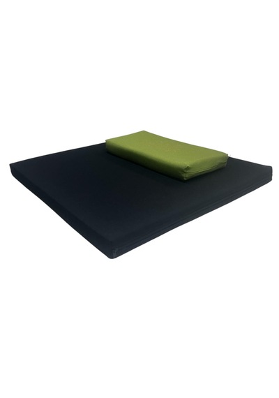 60x60 Meditasyon Minderi Seti İkili Yoga Meditasyon Minderi Lotus Çiçeği Baskılı Meditasyon Minderi Siyah - Yeşil