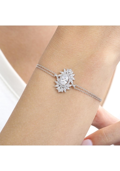 Effective Diamond Venedik Dansı Işıltılı Gümüş Bileklik