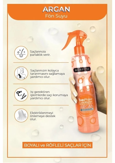 Jenerik Argan Çift Fazlı Kondisyoner Fön Suyu 400 Ml - Mrfs