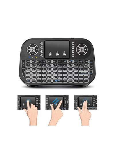 Zk-08 Rgb Işıklı Mini Kablosuz Klavye Touchpad Bluetooth Ve 2.4g Smart Tv Kumandası