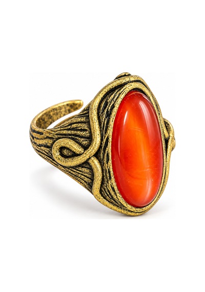Esoo Jewelry Yılan Figürlü Akik Taşlı Ayarlanabilir Yüzük Antik Pirinç Unisex Gold