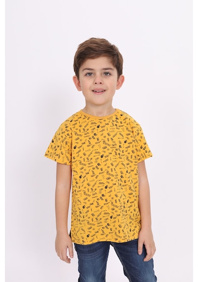 Toontoy Kids Toontoy Erkek Çocuk Komple Baskılı Tişört Hardal
