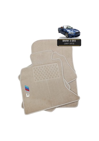 Oto Halı Paspas Seti Bmw 3 E93 2007 2013 Uyumlu Sport Kaymaz & Şık Tasarım - Bej Harfli