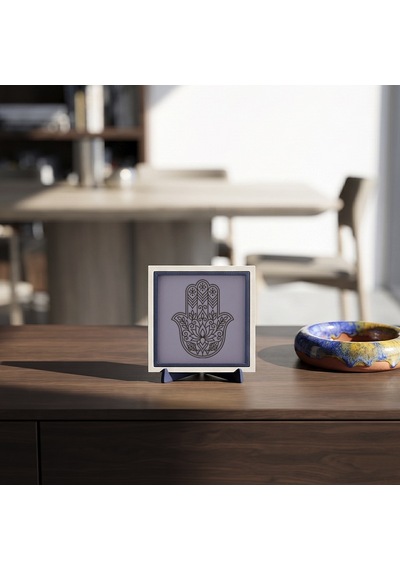 Hamsa Tasarımlı Modern Masaüstü Objesi, Sevdiklerinize Güç Ve Şıklık Sunan Armağan 10x10 Cm