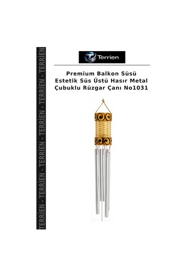 Premium Balkon Süsü Estetik Süs Üstü Hasır Metal Çubuklu Rüzgar Çanı No1031