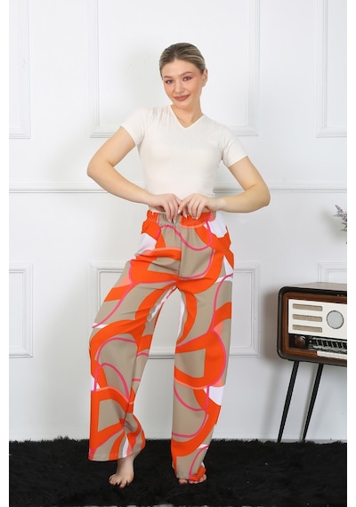 Akbeniz Kadın Bol Paça Penye Alt Üst Takım 5505-turuncu Turuncu