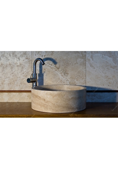 Traverten Silindir Mermer Lavabo Traverten Silindir Mermer Lavabo