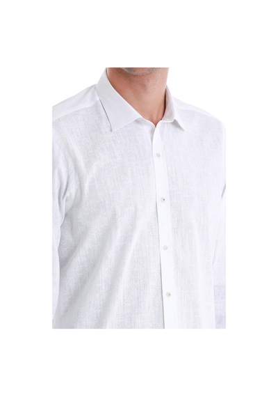 Hatemoğlu Beyaz Comfort Fit Baskılı Slim Yaka Uzun Kollu Spor Gömlek 24d190000007 406 Beyaz
