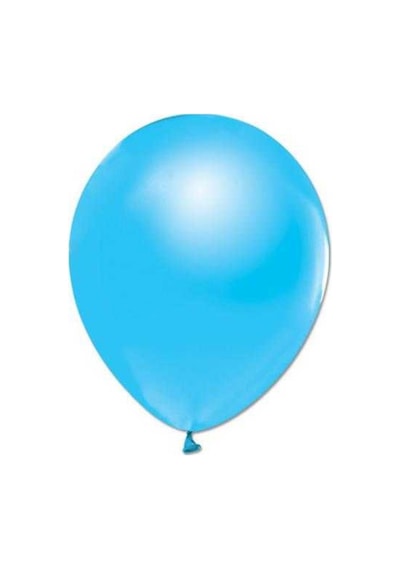 Balon Baskısız Metalik 10  Adet Mavi