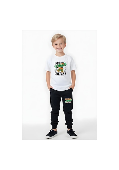 Fyk Kids Erkek Çocuk Mevsimlik Bring Baskılı Alt-üst Takım Beyaz