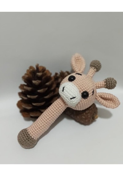 Yenidoğan Sevimli Zürafa Çıngırak Amigurumi Organik Oyuncak Karış Çok Renkli