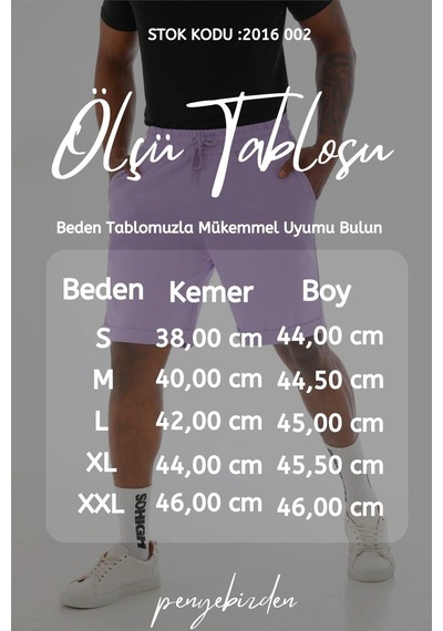 Penyebizden Erkek Regular Fit Duble Paça %100 Pamuklu Şort-lila