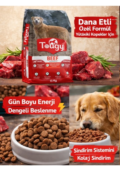 Tougy Beef Dana Etli Köpek Maması 15 Kg Yetişkin Köpekler İçin Kuru Mama