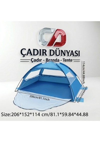 Çadır Dünyası Profesyonel Balıkçı Çadırı - 200x150x115 Cm Otomatik Kurulum, Su Geçirmez Ve Rüzgar Korumalı Kompakt Kamp Kabini Çok Renkli