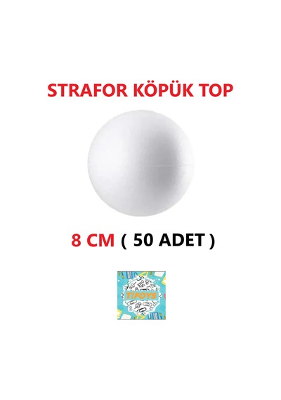 Strafor Köpük Top Küre Top Beyaz - 8 Cm - 50 Adet