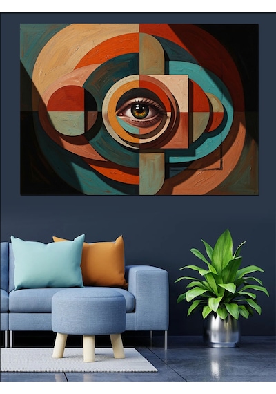 Geometrik Modern Göz Ve Şekiller Dekoratif Kanvas - Mdf Ahşap Tablo