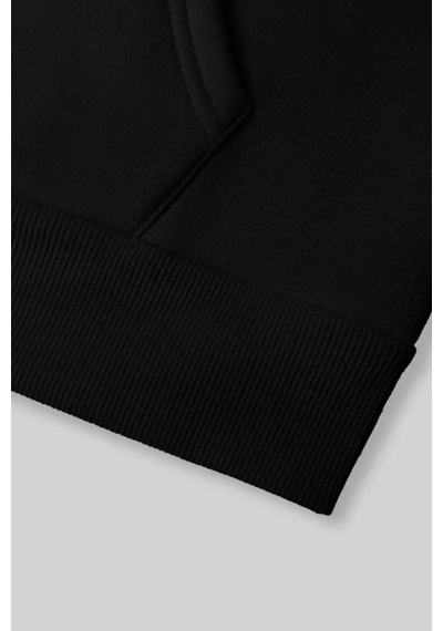 Cool Tarz Unisex Siyah Fermuar Kapüşonlu Sweatshirt Siyah Siyah