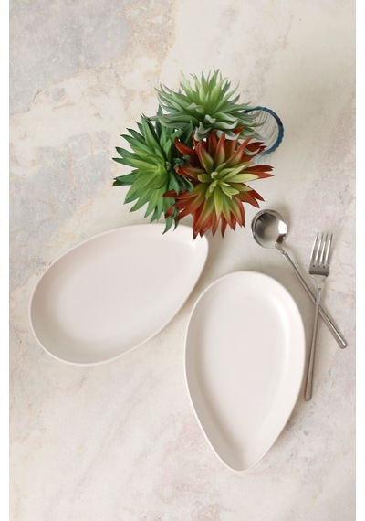 Keramika Mat Beyaz Serenity Kayık Tabak 24 Cm 2 Adet 022 Beyaz