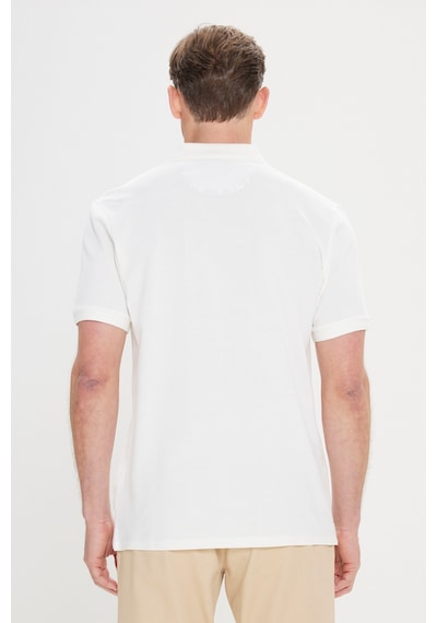 Ac&Co / Altınyıldız Classics Erkek Beyaz Slim Fit Dar Kesim Polo Yaka %100 Pamuk Kısa Kollu Tişört Beyaz