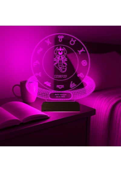 Luvivia Akrep Burcu Scorpio Astroloji Doğum Günü Hediyesi Kişiye Özel 3d Lamba - Masa Gece Lambası