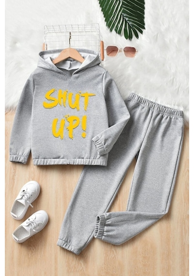 Uyguntarz Çocuk Shut Up Eşofman Takımı Gri