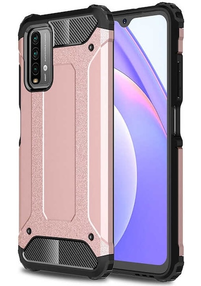 Noktaks - Xiaomi Uyumlu Xiaomi Redmi 9t - Kılıf Çift Katman Zırh Tank Crash Military Kapak - Gri