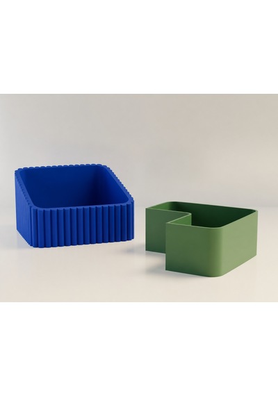 Vaveni 3d Baskı Fıstık Kasesi - Çift Hazneli Kabuk Ayırıcı Sunum Kasesi - Mavi Yeşil Arz Mavi - Yeşil