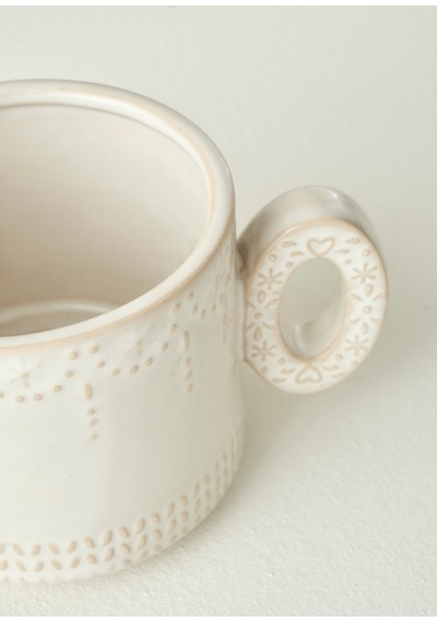 Bella Maison Joy Stoneware Yılbaşı 3'lü Kupa Seti Krem 390 Cc Krem