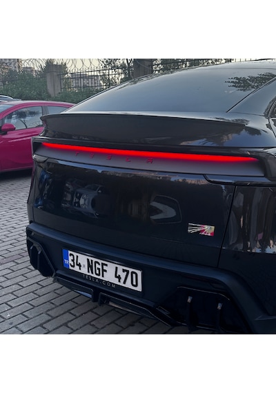 Tesla Model Y Uyumlu Arka Bagaj Logosu 3d Harf Seti - Kırmızı Silver Siyah Bagaj Etiketi