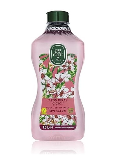 Eyüp Sabri Tuncer Doğal Zeytinyağlı Sıvı Sabun Japon Kiraz Çiçeği 1,5 L Pet Şişe 1 X 1500 Ml
