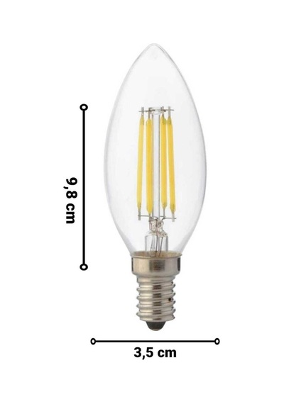 Horoz 6 Watt E14 Duylu Rustik Led Ampul Sarı Işık Avize Ampulu İnce Duylu Mum Ampul 700 Lümen
