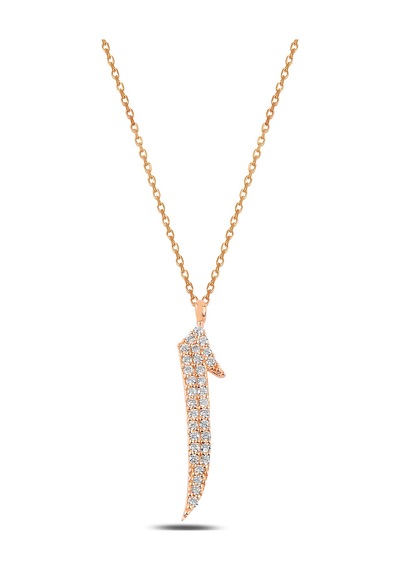 Çekirdekjewelry 925 Ayar Gümüş Elif Harf Kolye Zirkon Taşlı Şık Minimal Kadın Kolye Pembe