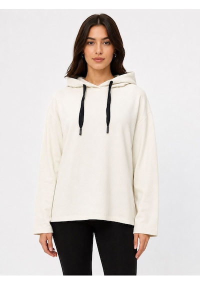 Neden Tekstil Kadın Kapüşonlu Rahat Kesim Sweatshirt - Beyaz