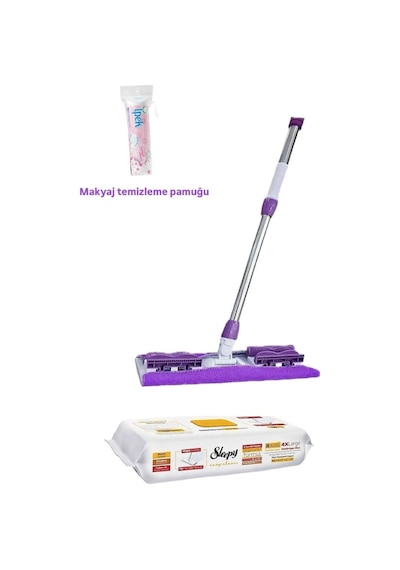 Arap Sabunu Katkılı Mopa Uyumlu Temizlik Havlusu Ve Mop Seti + Makyaj Temizleme Pamuğu